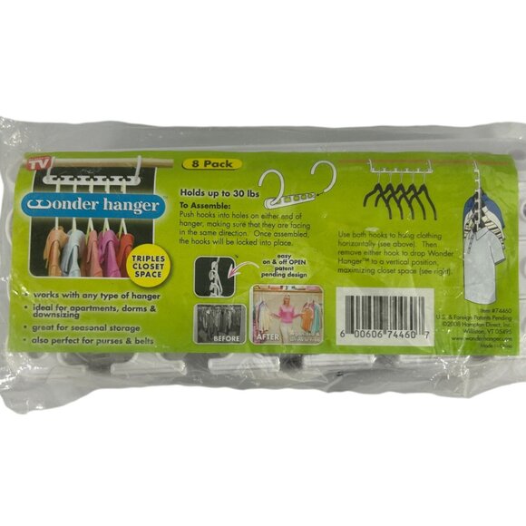 Wonder Hanger 8 Pack Closet Space Saving Organizing As Seen on TV New - Picture 7 of 7